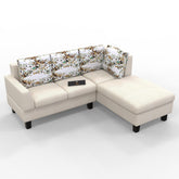 5 Seater L-Shape Sectional Sofa Set with Four Floral Cushion - WoodenTwist